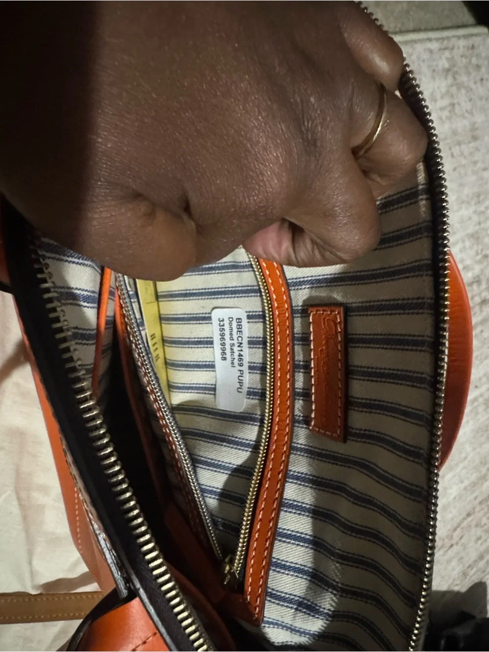 Dooney & Bourke Orange Leather Satchel with Matching Wallet